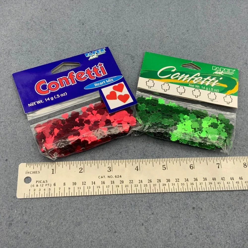 Confetti Lot Valentines Day Saint Patricks Heart Shamrock Red Green Clover